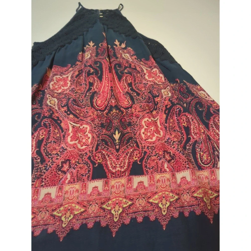 Intimately Free People Halter Crochet Tank Top Paisley Womens S Boho Hippie
